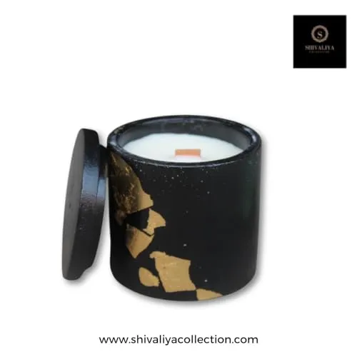 Shivaliya Collection High-Strength Concrete Cylinder Shape Candle Jar with Aroma Fragrance | Premium Scented Soy Wax Fill | 20-22 Hr Burn Time - | Scented Candle |Gifts for Memorable-(Medium, Black)