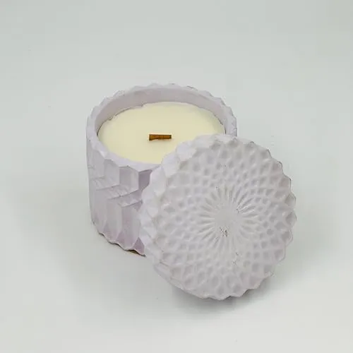 Shivaliya Collection High-Strength Concrete Unique Shape Candle Jar with Aroma Fragrance | Premium Scented Soy Wax Fill | 20-25 Hr Burn Time | Scented Candle | Gifts for Memorable -(Medium, Lavender)