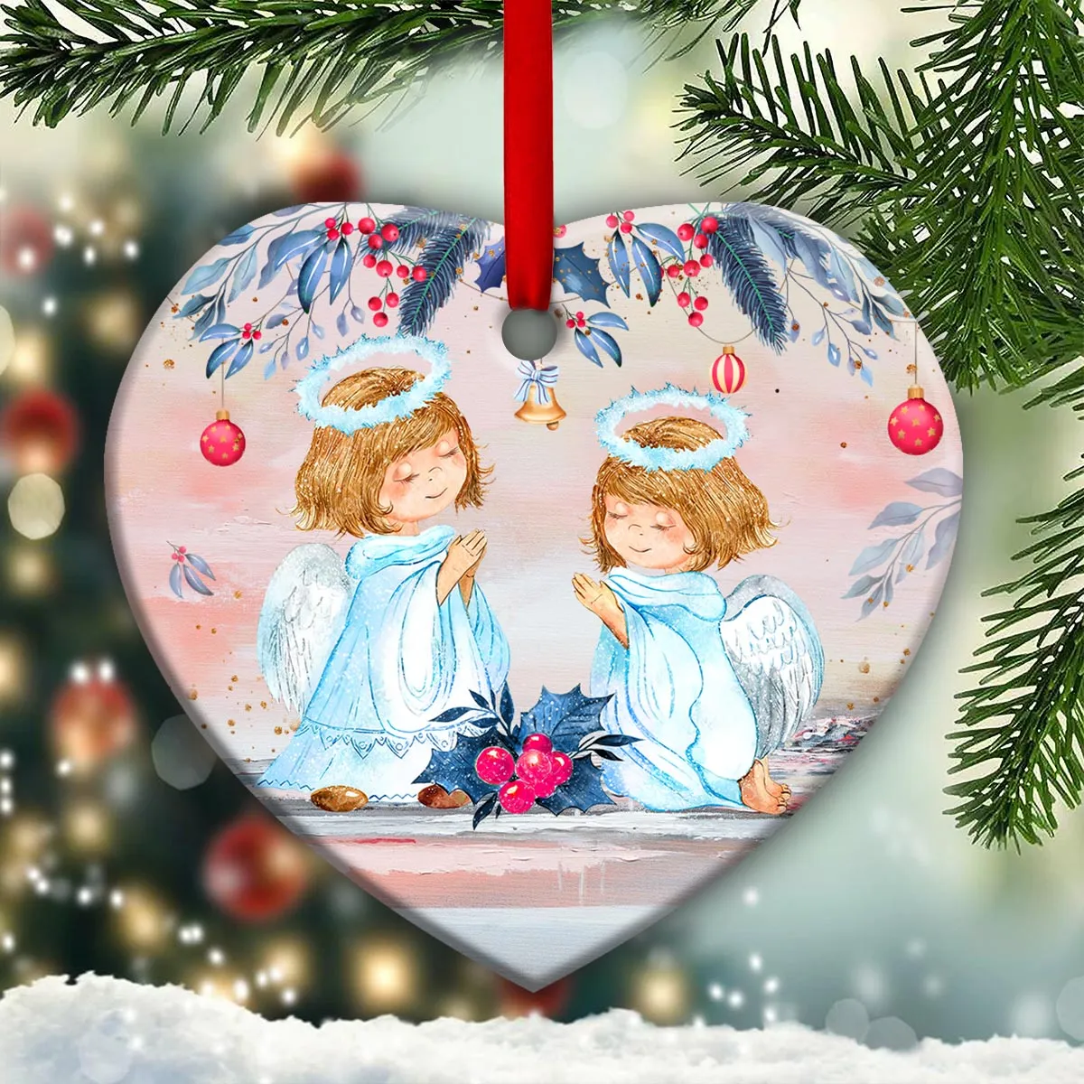 Sister Angel Lucky Me To Have A Sister Like You Heart Ornament - Christmas Ornament - Ciaocustom