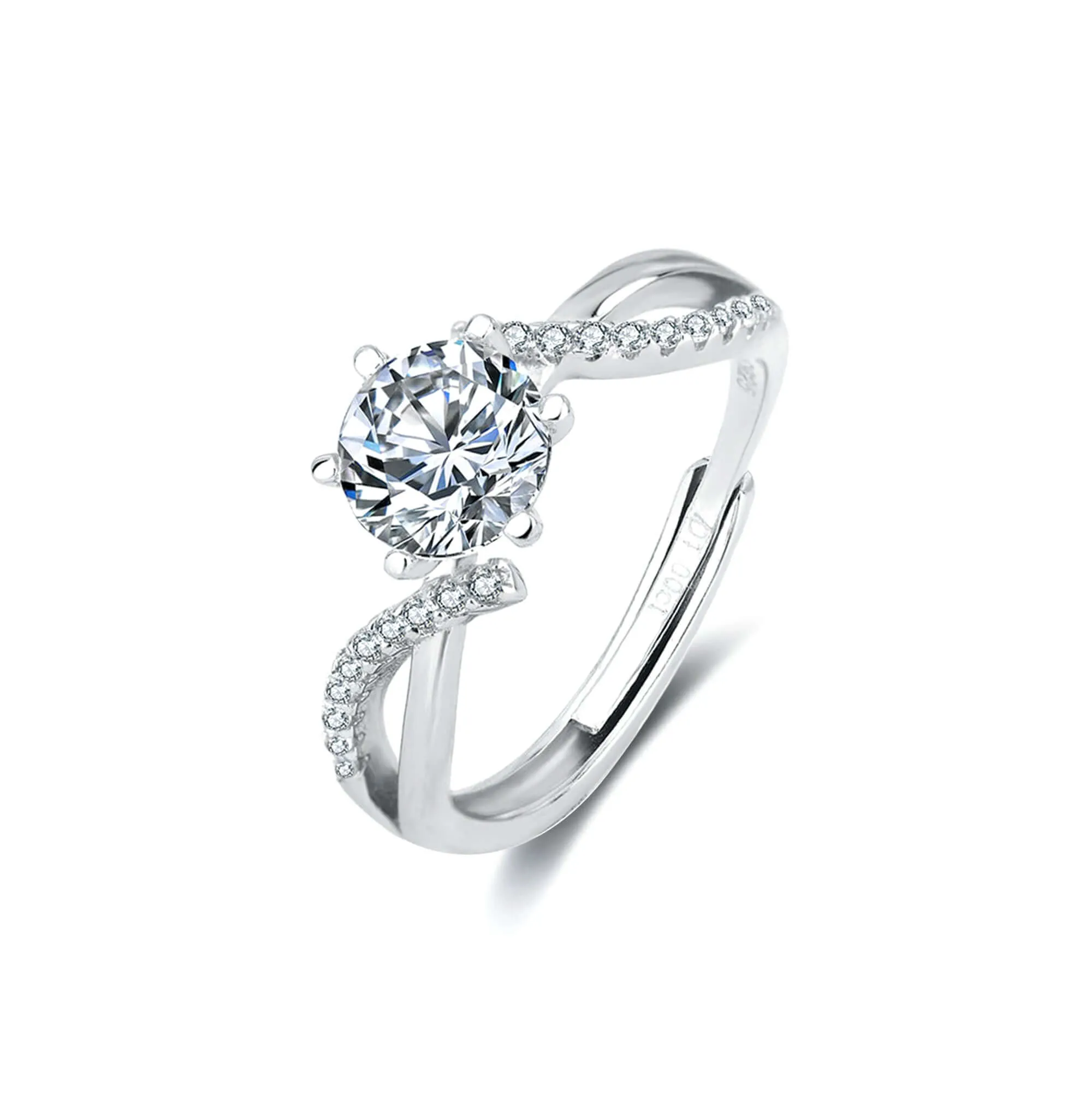 Spiral Moissanite Adjustable Open-ended Ring