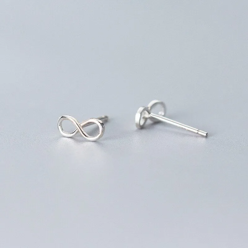 Stainless Steel Jewelry Infinite Stud Earrings For Women in Gold Color and Silver Color