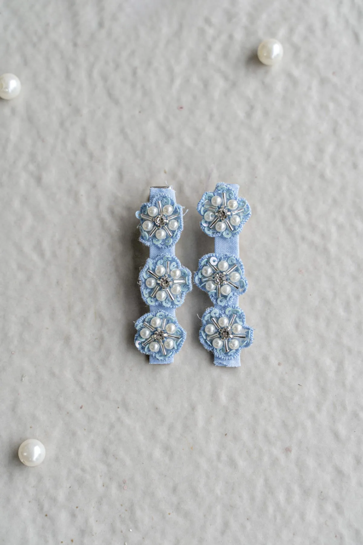 Starry Skies- Hand Embroidered Hairclips set of 2