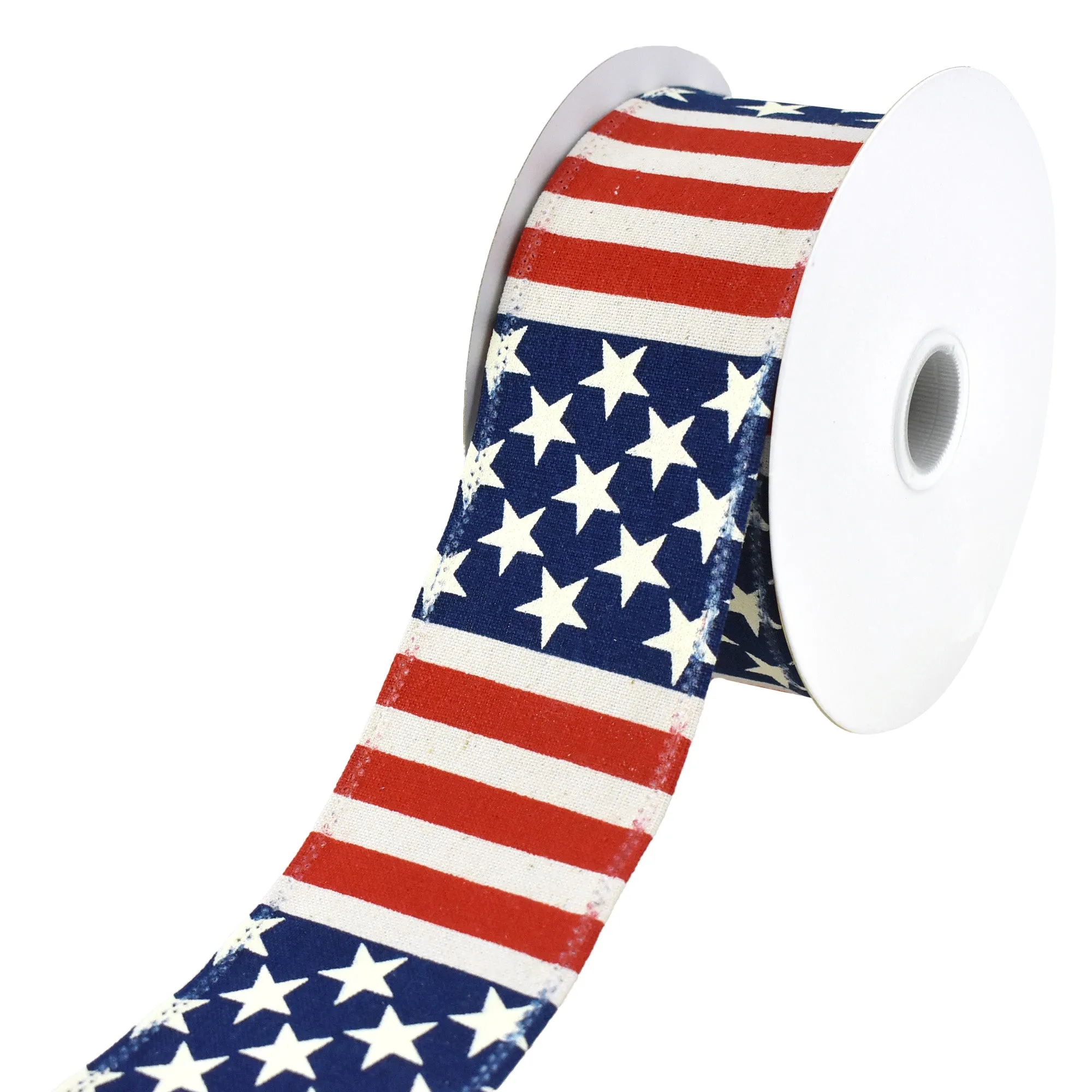 Stars and Stripes Canvas Wired Ribbon, 2-1/2-Inch, 10-Yard