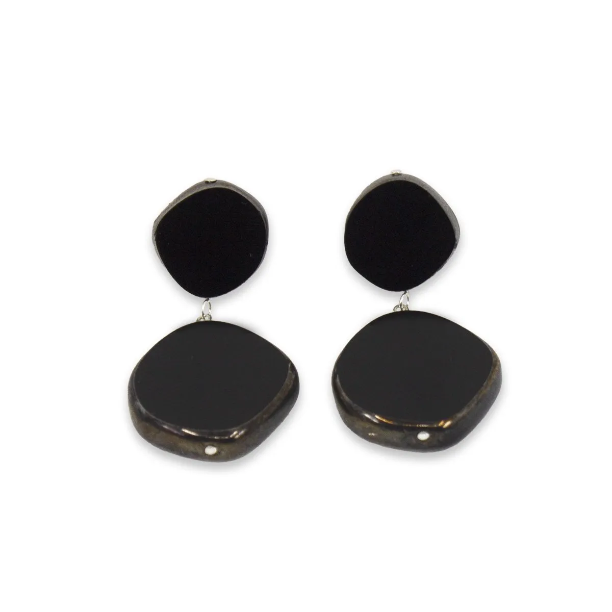 Statement Earrings, Drop Earrings on Post, Circle Duo