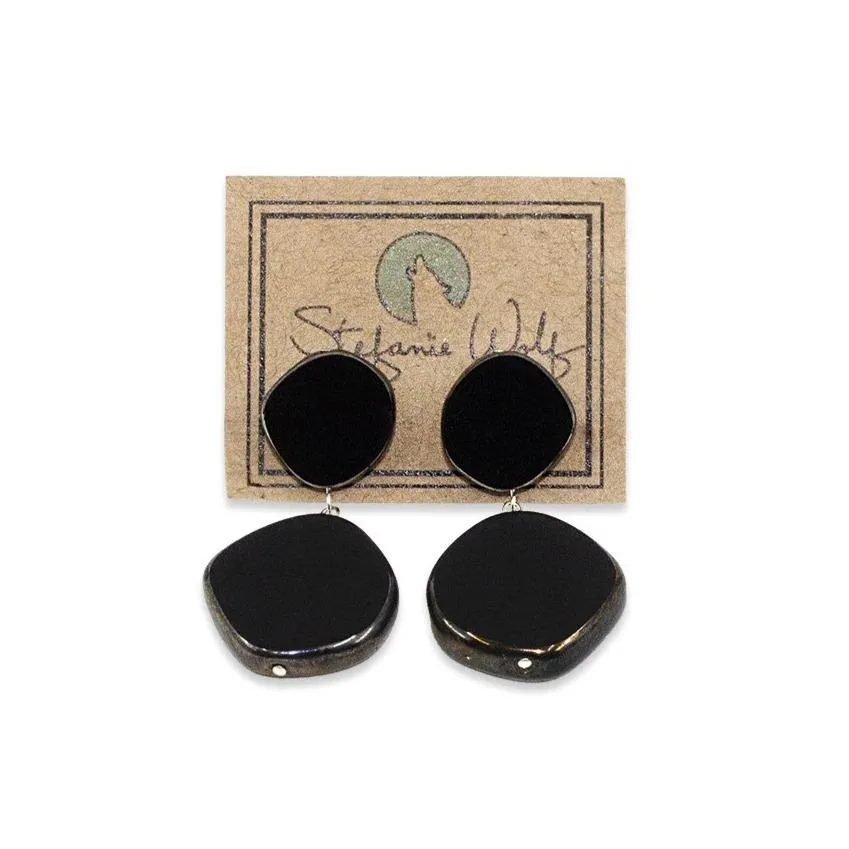 Statement Earrings, Drop Earrings on Post, Circle Duo