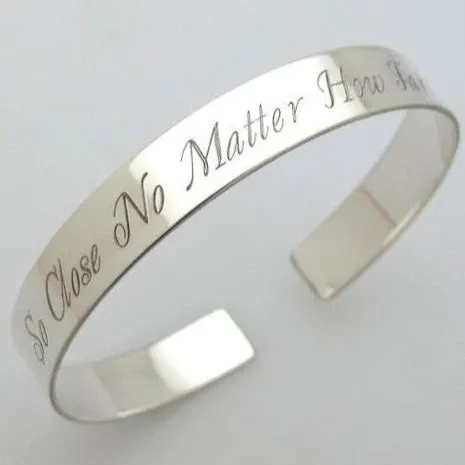 Sterling Silver Bangle for Women - Personalized Cuff bracelet