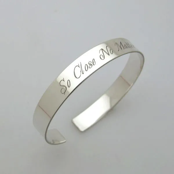 Sterling Silver Bangle for Women - Personalized Cuff bracelet