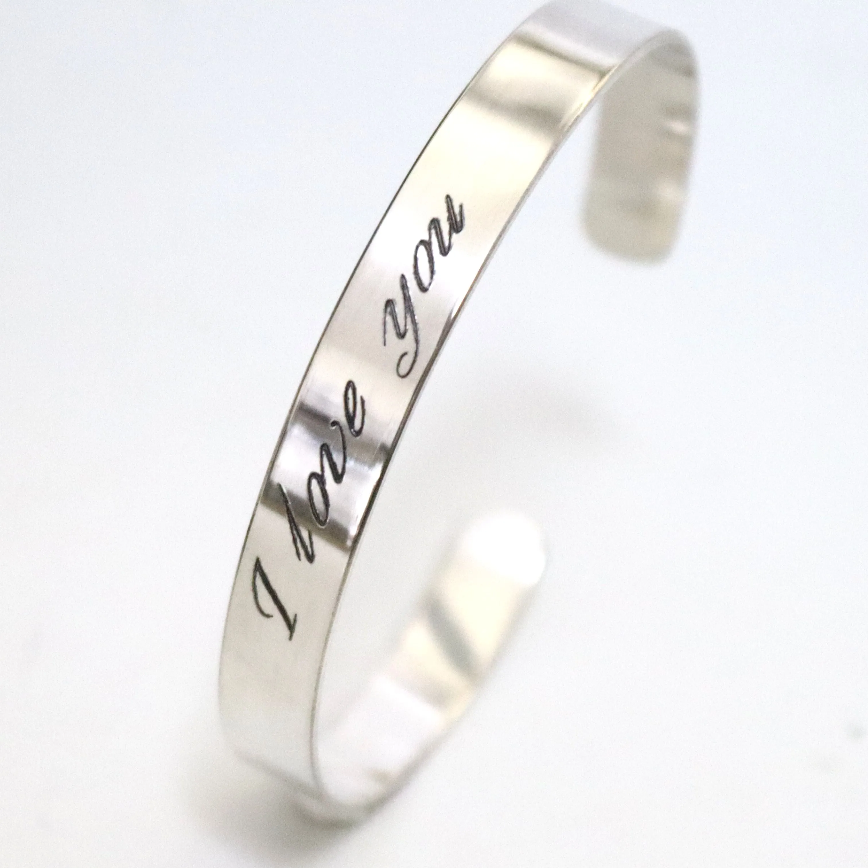 Sterling Silver Bangle for Women - Personalized Cuff bracelet