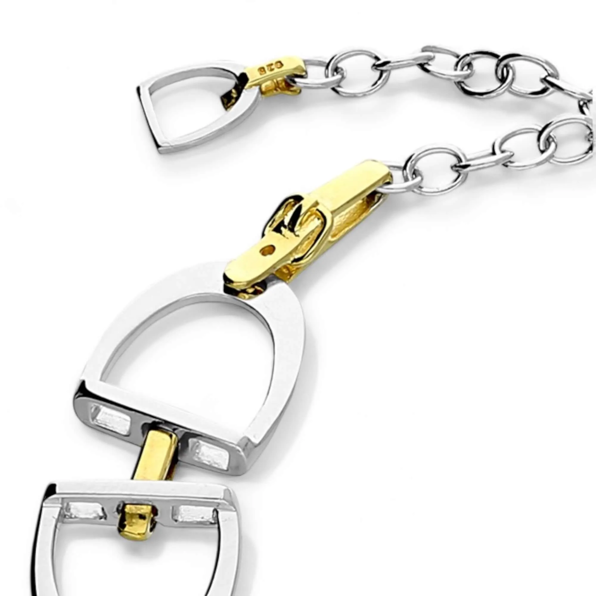 Stirrup And Buckle Bracelet In Sterling Silver & 18 Carat Gold Vermeil