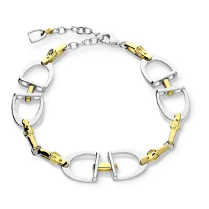 Stirrup And Buckle Bracelet In Sterling Silver & 18 Carat Gold Vermeil