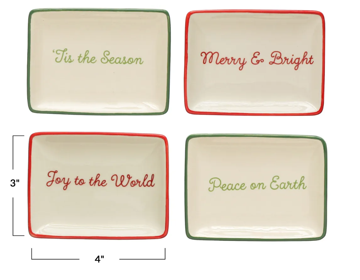 Stoneware Dish w/ Holiday Words