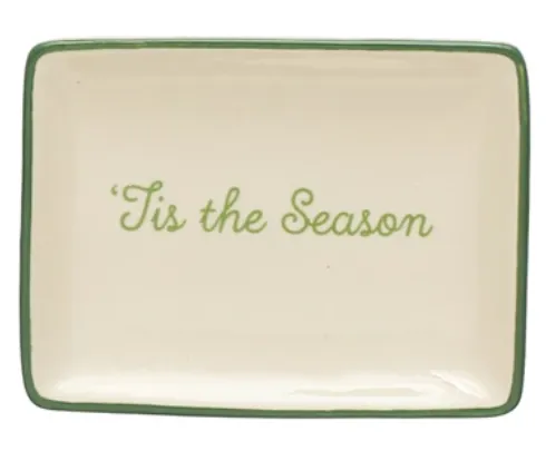 Stoneware Dish w/ Holiday Words