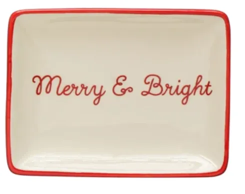 Stoneware Dish w/ Holiday Words