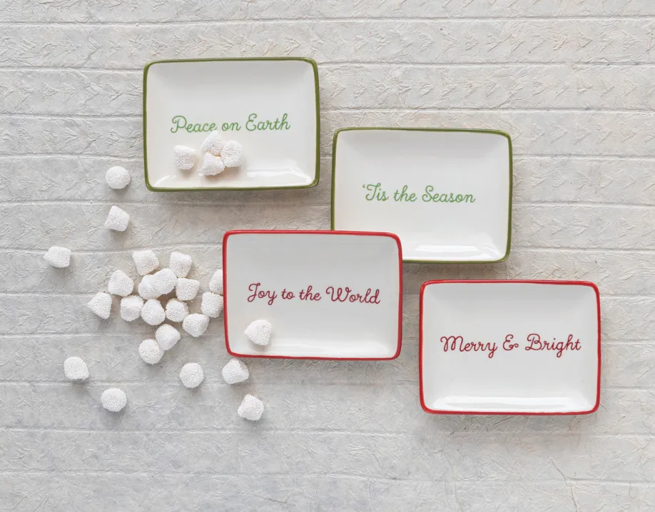 Stoneware Dish w/ Holiday Words