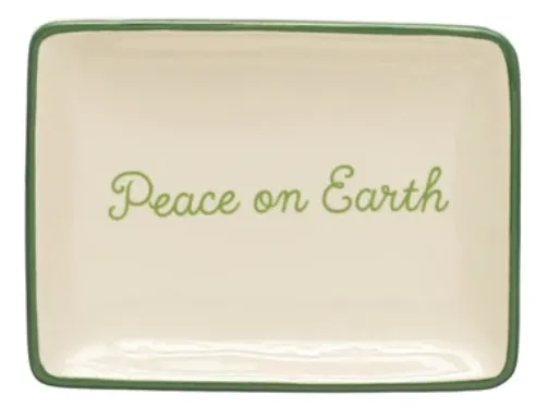 Stoneware Dish w/ Holiday Words