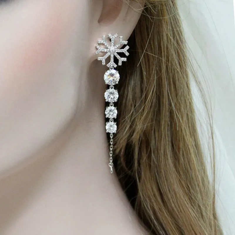 Sweet Jewelry Snow Stud Earrings For Women in Gold Color and Silver Color