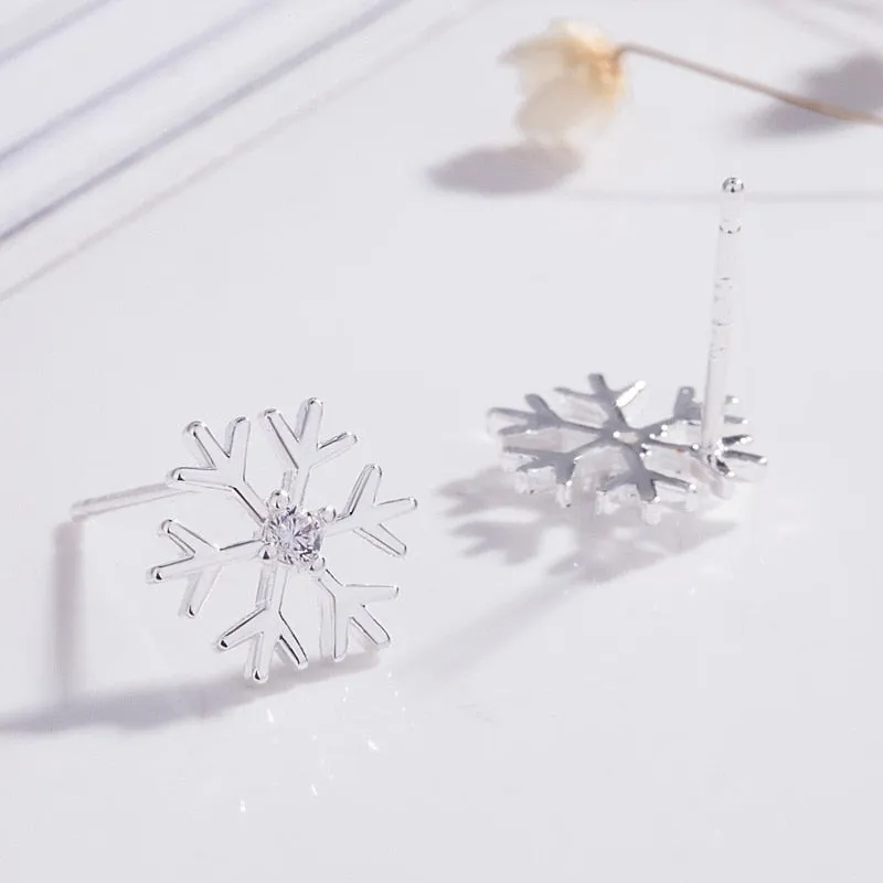 Sweet Jewelry Snow Stud Earrings For Women in Gold Color and Silver Color