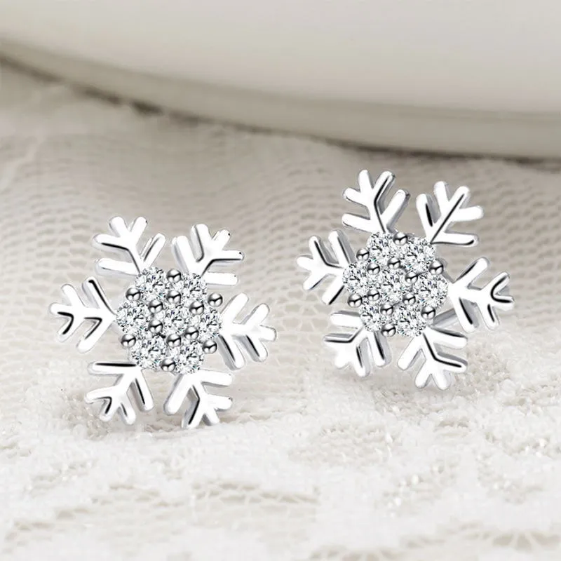 Sweet Jewelry Snow Stud Earrings For Women in Gold Color and Silver Color