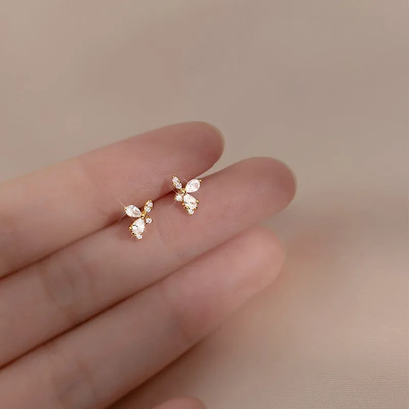 Sweet Jewelry Snow Stud Earrings For Women in Gold Color and Silver Color