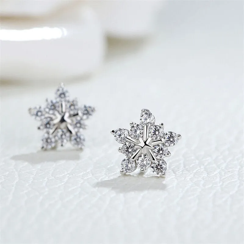 Sweet Jewelry Snow Stud Earrings For Women in Gold Color and Silver Color