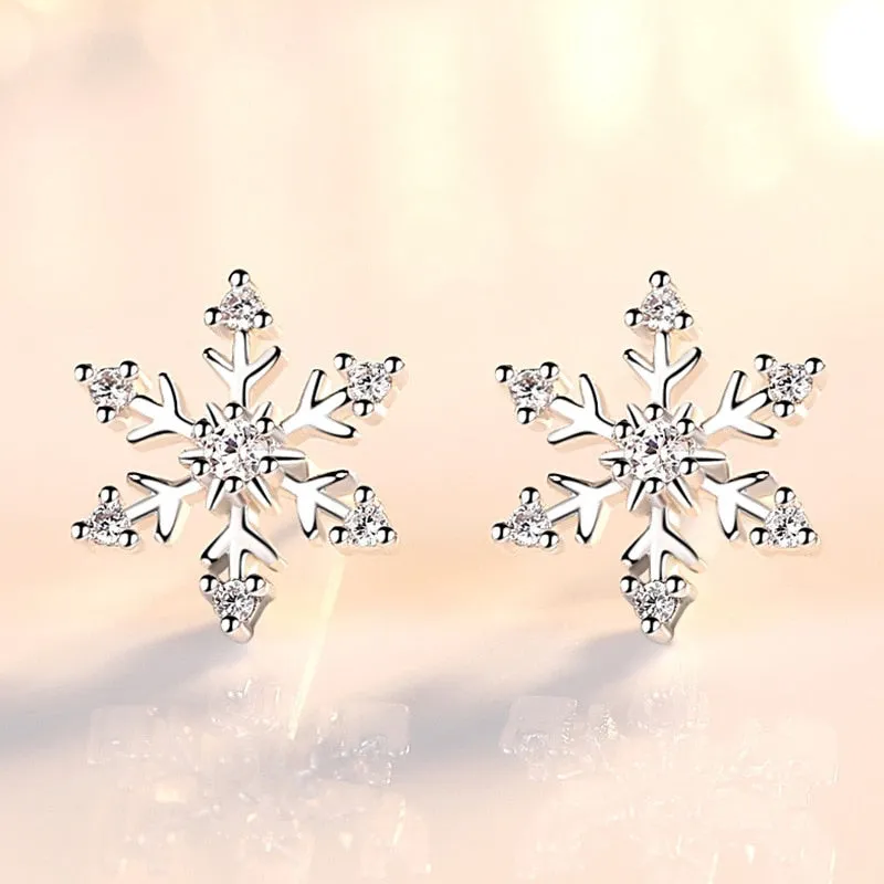 Sweet Jewelry Snow Stud Earrings For Women in Gold Color and Silver Color