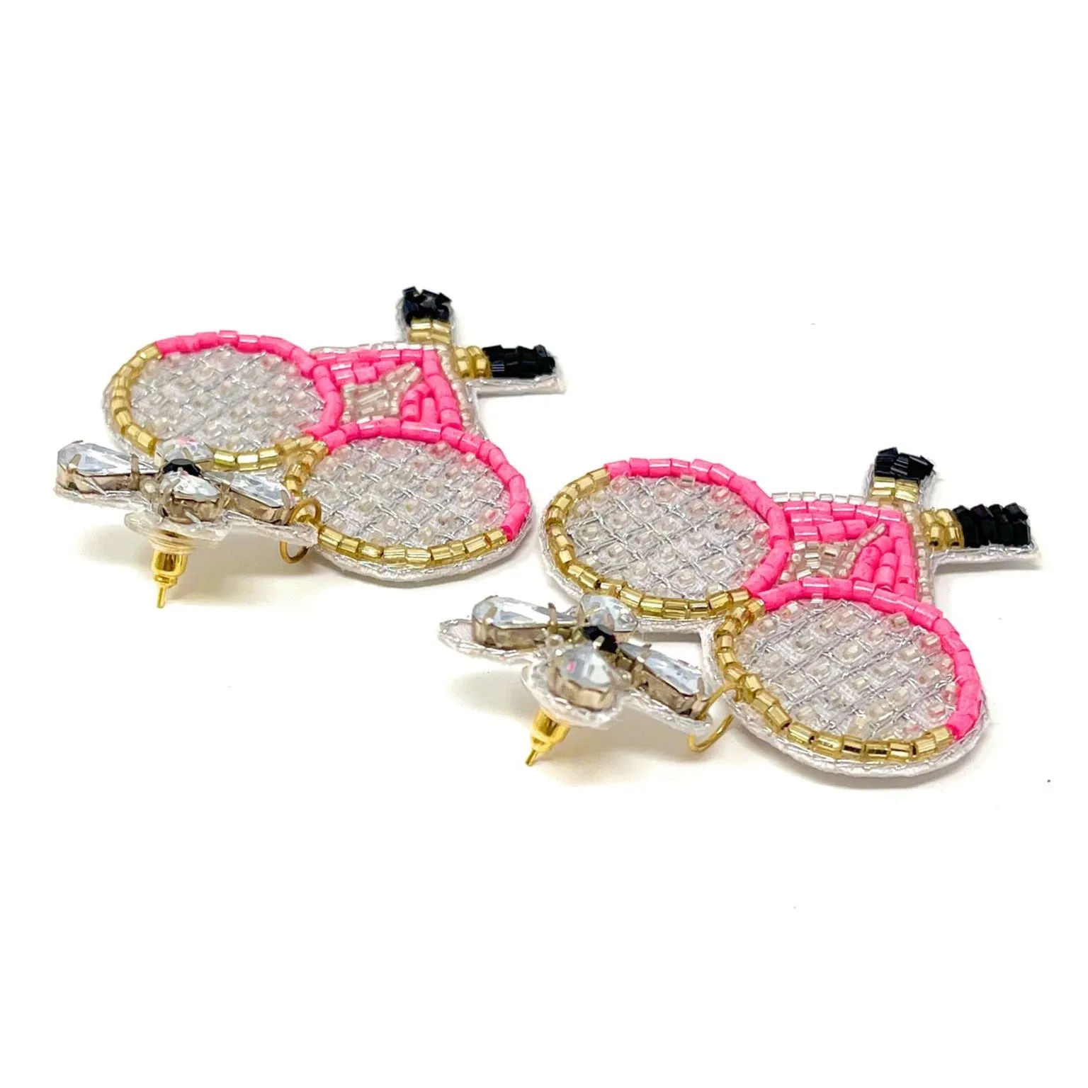 Tennis Racket Beaded Earrings