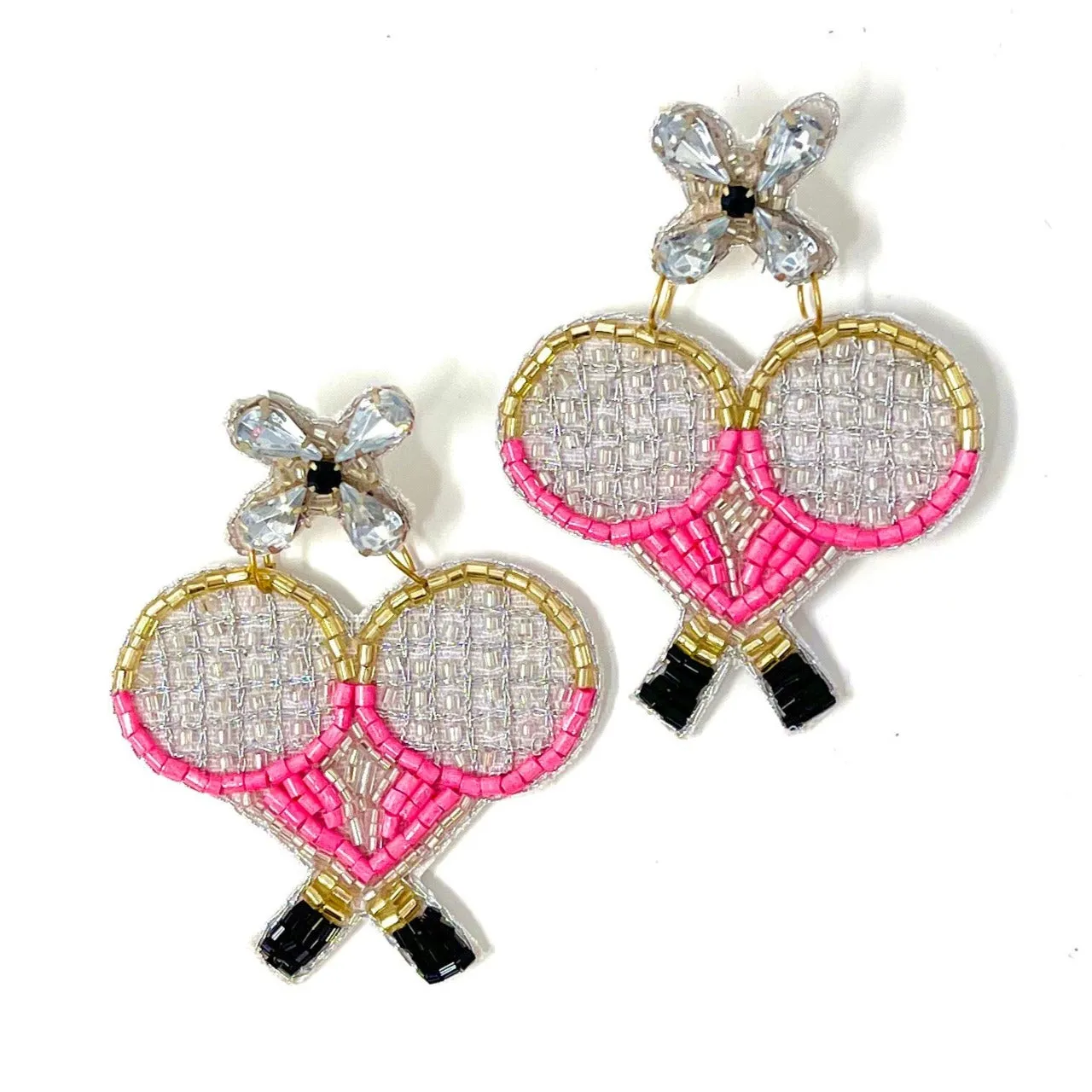 Tennis Racket Beaded Earrings