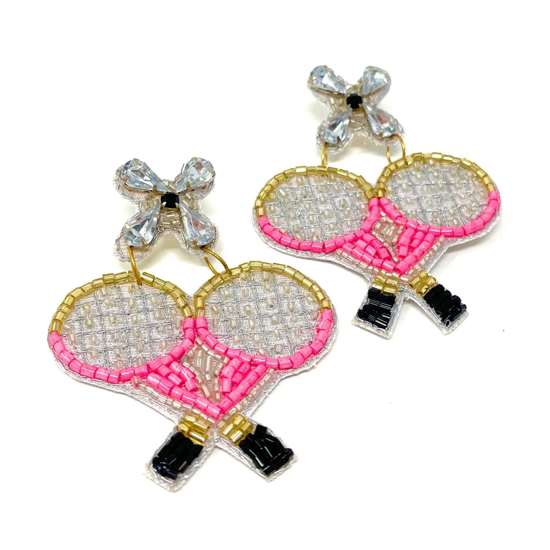 Tennis Racket Beaded Earrings