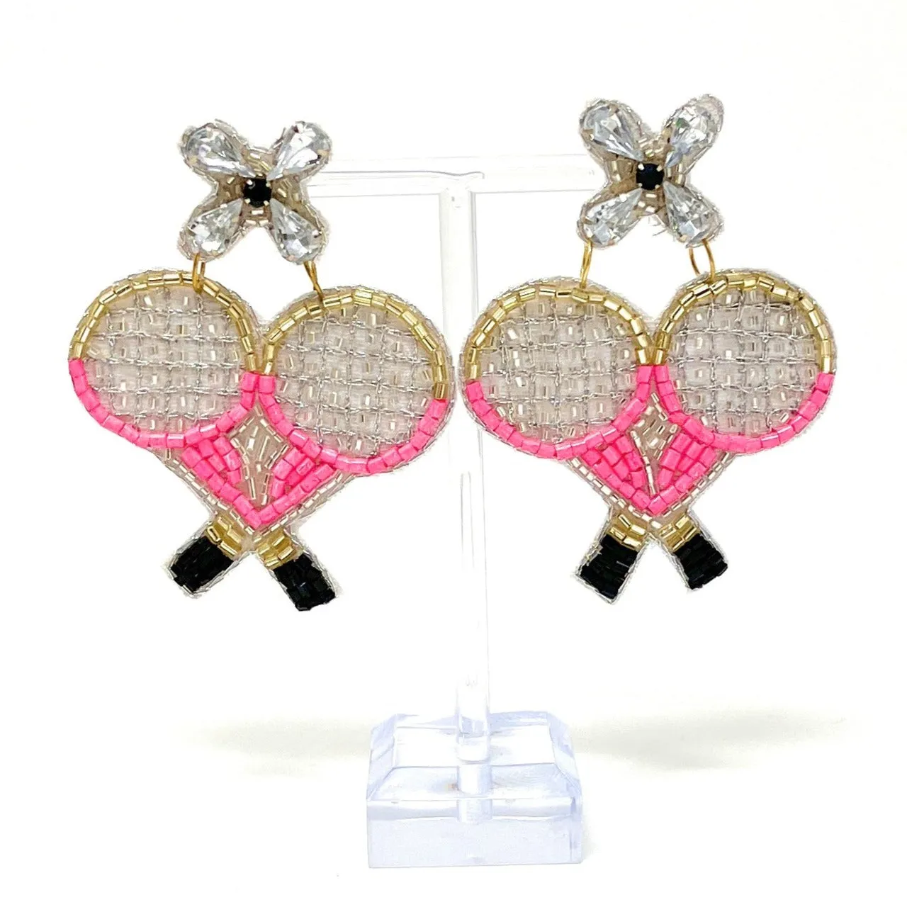 Tennis Racket Beaded Earrings