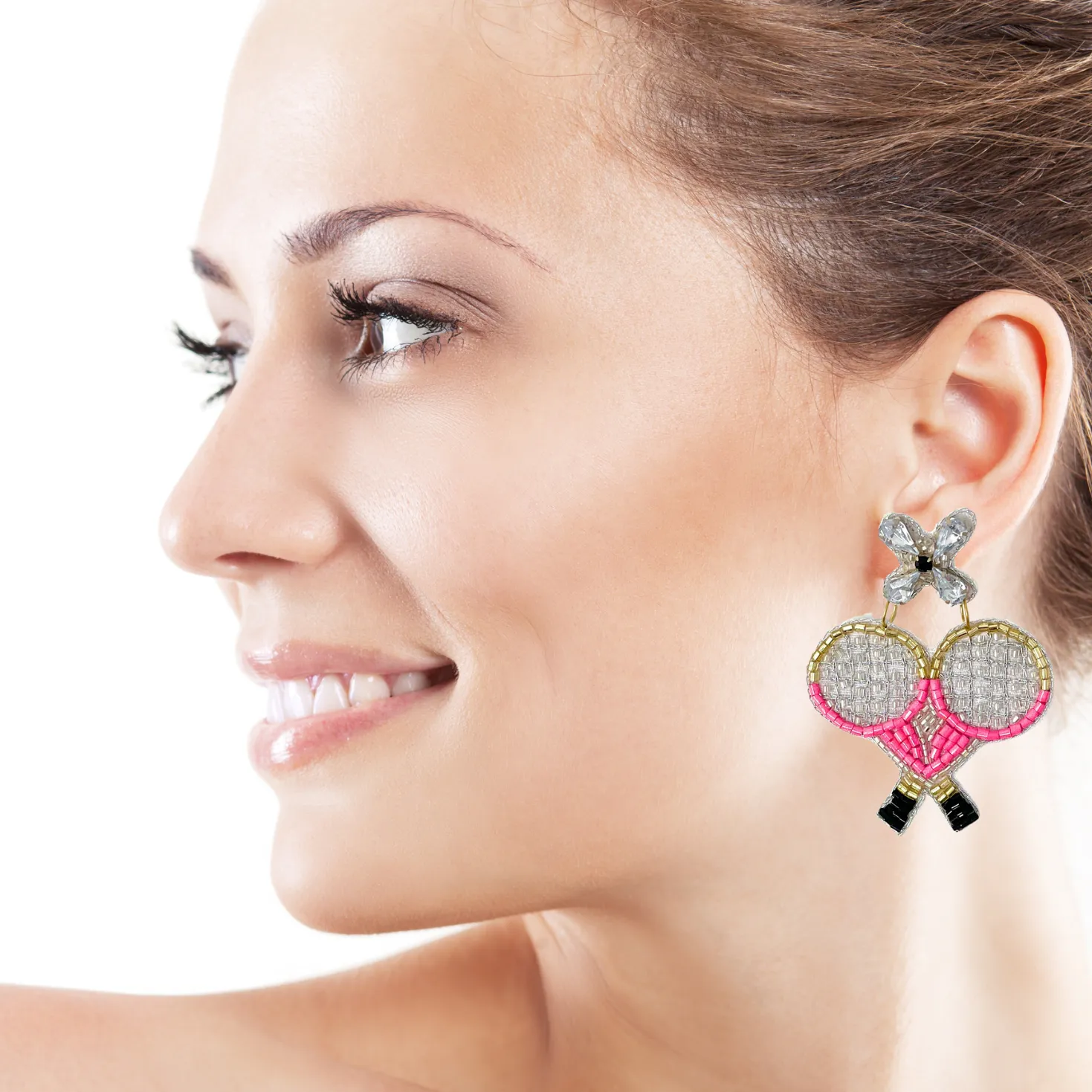 Tennis Racket Beaded Earrings