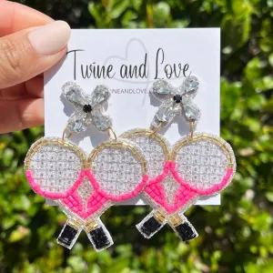 Tennis Racket Beaded Earrings