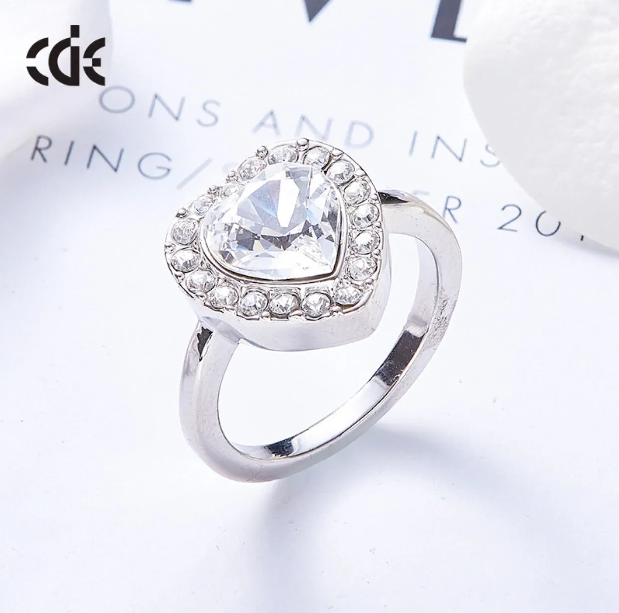 The shining heart shaped ring