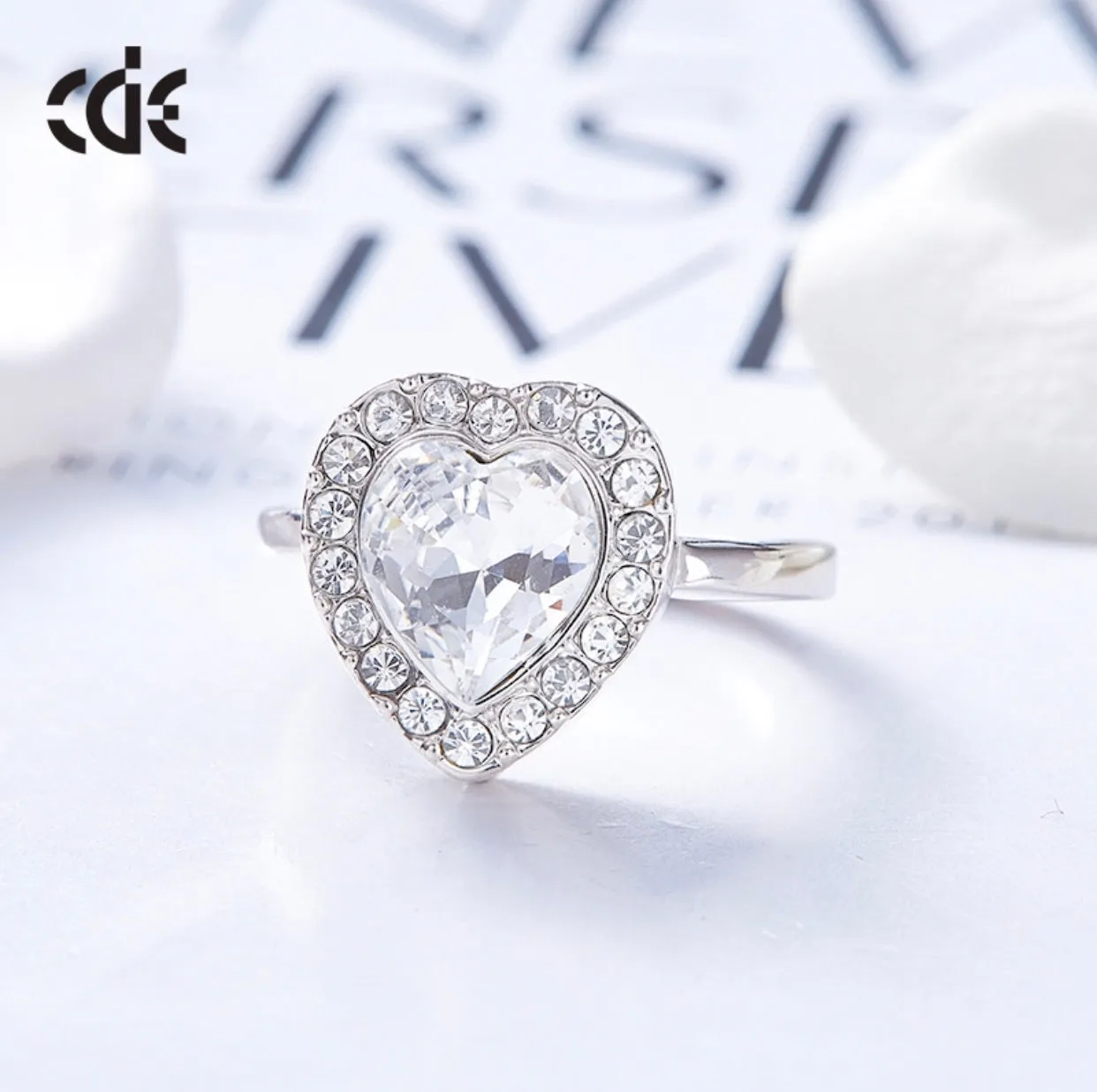 The shining heart shaped ring