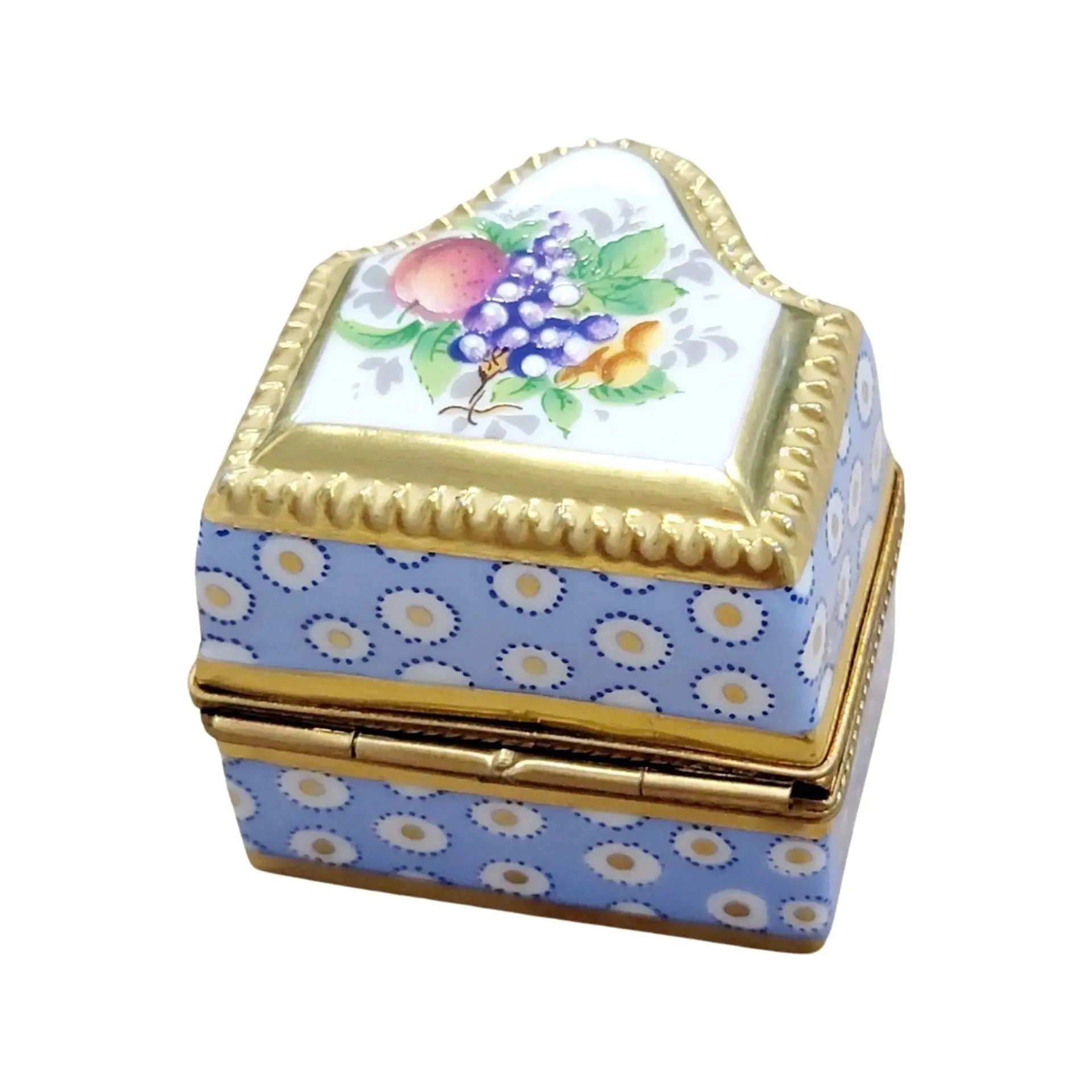 Three Perfume in Gold Blue Flowered Chest