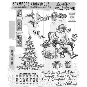 Tim Holtz Cling Stamps 7"X8.5" - Santa Visit