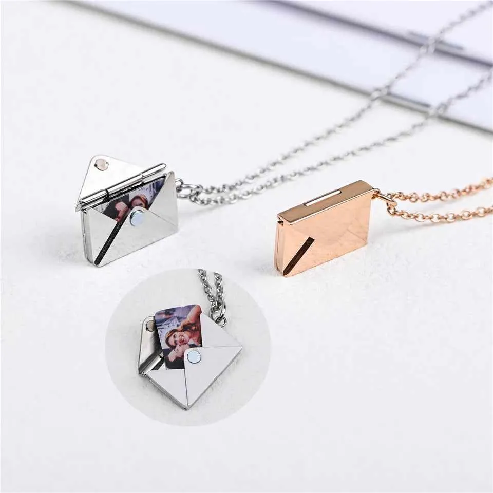 Valentine's Day Discount 50%OFF-Personalized Love Letter Envelope Necklace Rose Gold