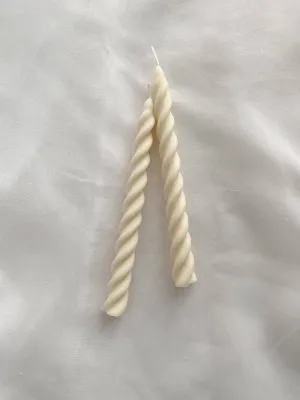 Vanilla Twirl Candlesticks. Vegan, soy