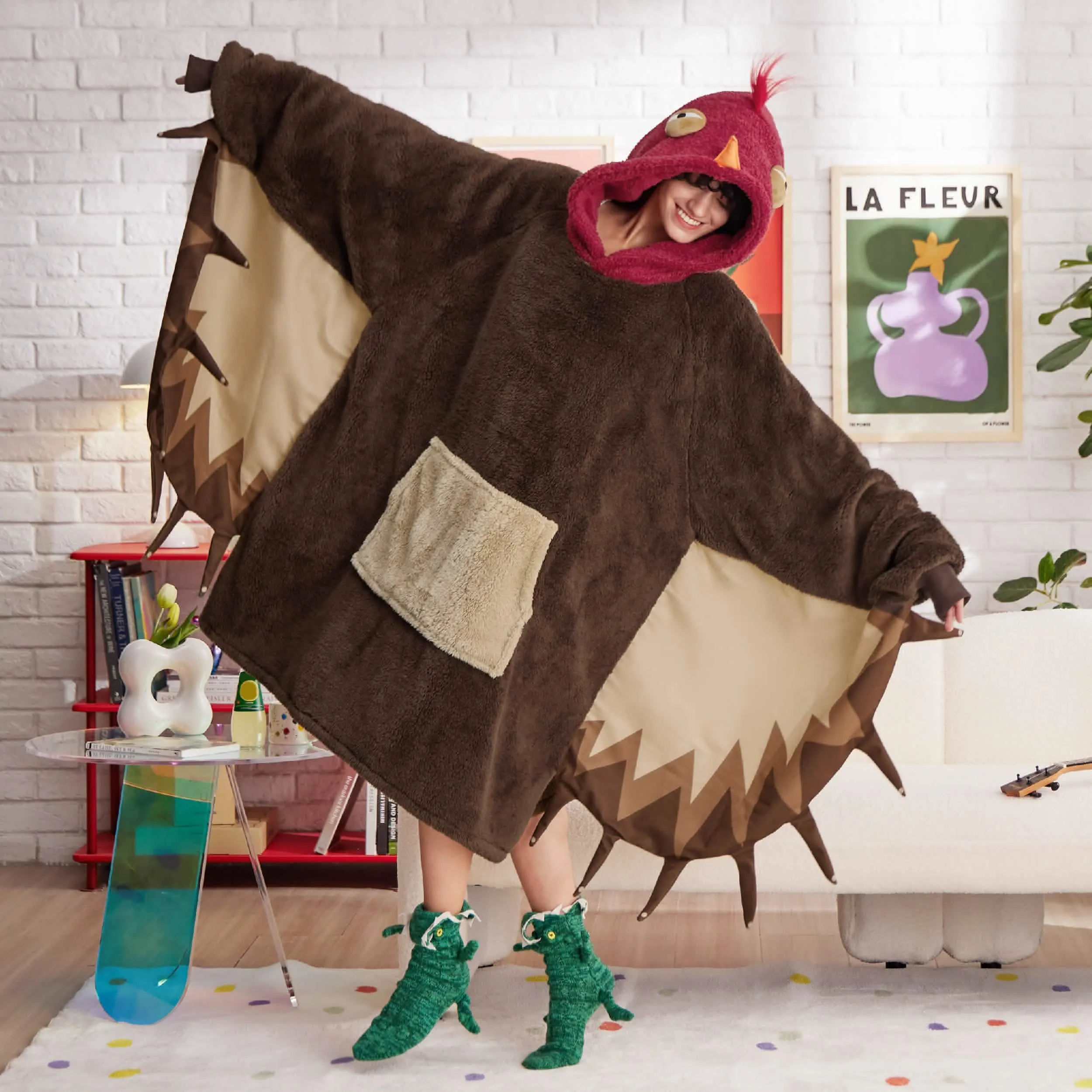 Wearable Shaggy Sherpa Turkey Blanket Hoodie