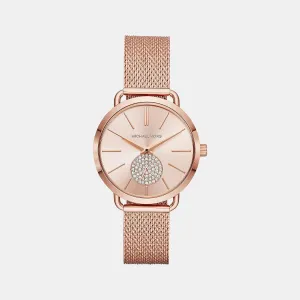 Women's Rose Gold Analog Stainless Steel Watch MK3845