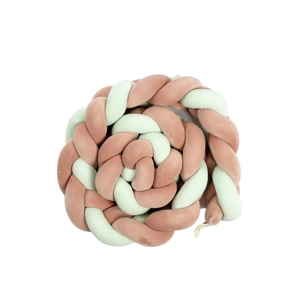 Woven Belt Cot Bumper - Dusty Pink & Green