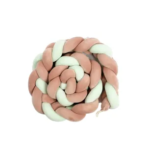 Woven Belt Cot Bumper - Dusty Pink & Green