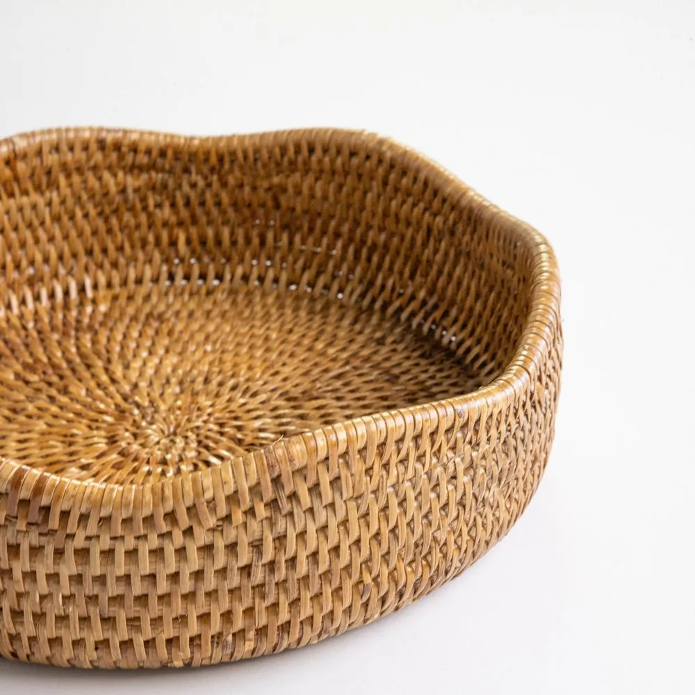 Woven Rattan Scalloped Bowl