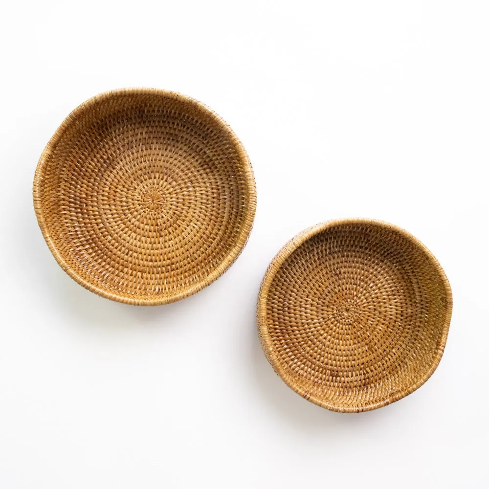 Woven Rattan Scalloped Bowl