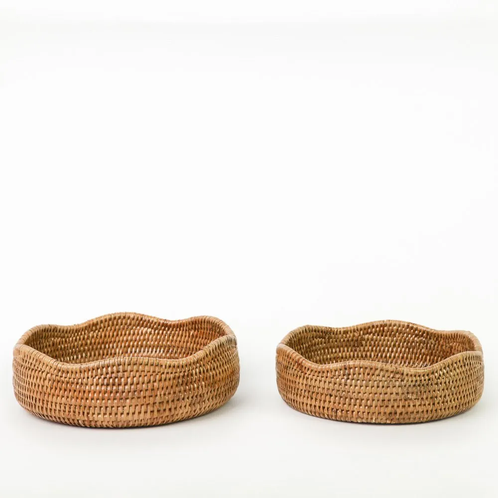 Woven Rattan Scalloped Bowl